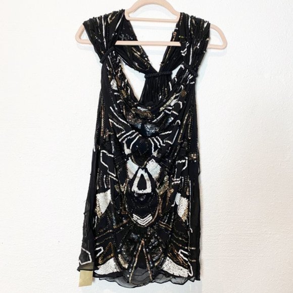 All Saints Spitalfields Black Gabriel 100% Silk Top Size UK 6 US 2 TOP - Picture 1 of 5